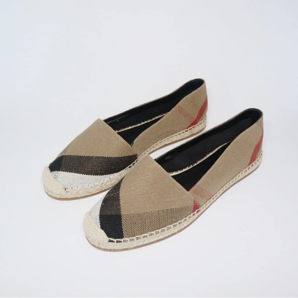 Burberry Tan and Red Espadrilles